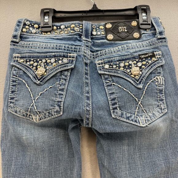 Miss Me Jeans Women's 26 (2) Blue Boot Cut Studded Embellished Preppy Western - Picture 3 of 15